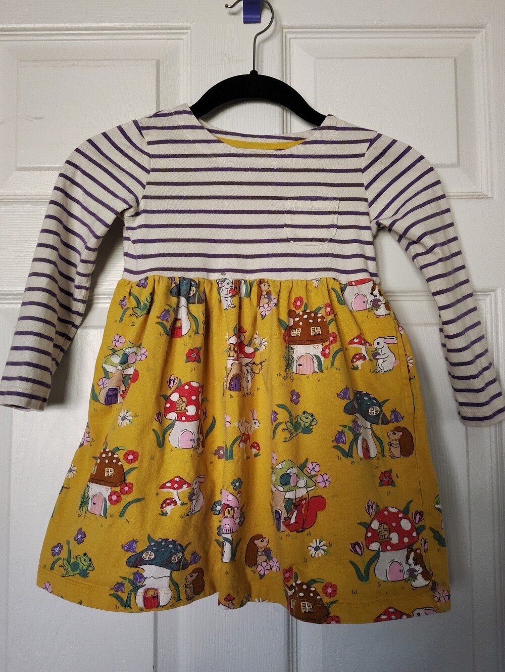 Mini Boden Kid's Hopscotch Mix Print Long Sleeve Cotton Dress Size 4-5 Y Cottage